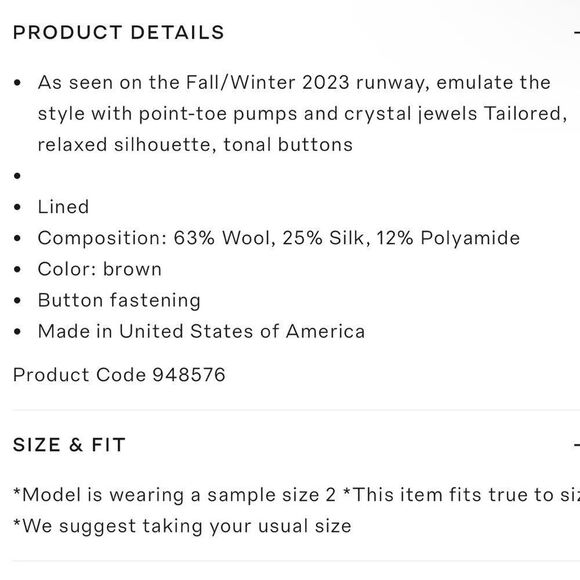 BRANDON MAXWELL | NEW The Clara Blazer Brown Wool Silk Blend Women’s Size 8 - Picture 14 of 15